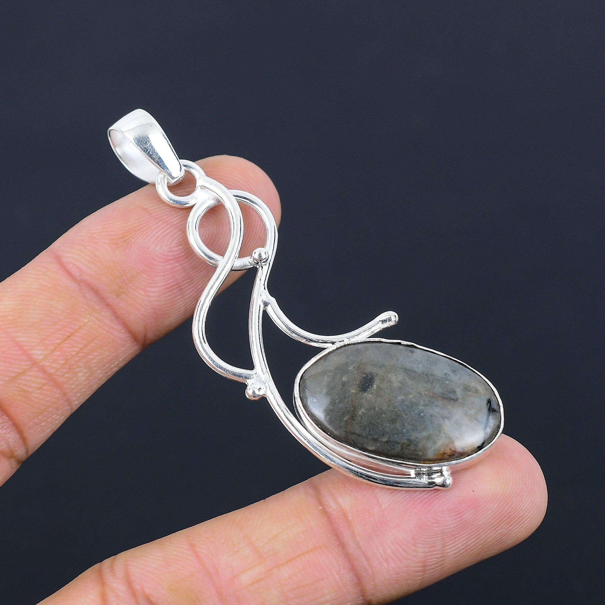 

Oval Picasso Jasper Gemstone Bezel Unique Sister Boho Pendant Jewelry 925 Silver