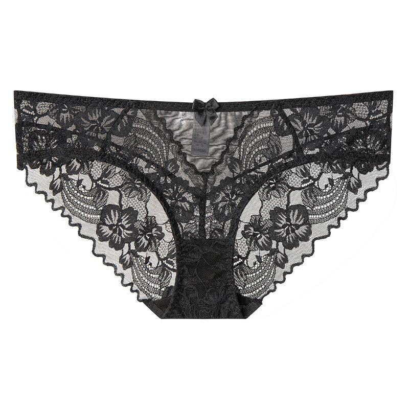 Women Sexy French Low Waist Plus Size Lace Cotton Crotch Triangle Panty
