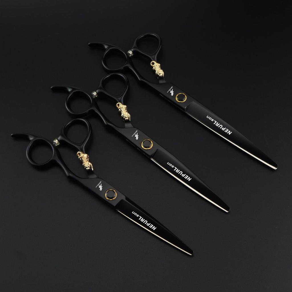 Black 6.0/6. 5/7.0 Inch Niepsen Black Steel Small Golden Tiger, Bearing Screw Hair Clipper, Haircut Flat