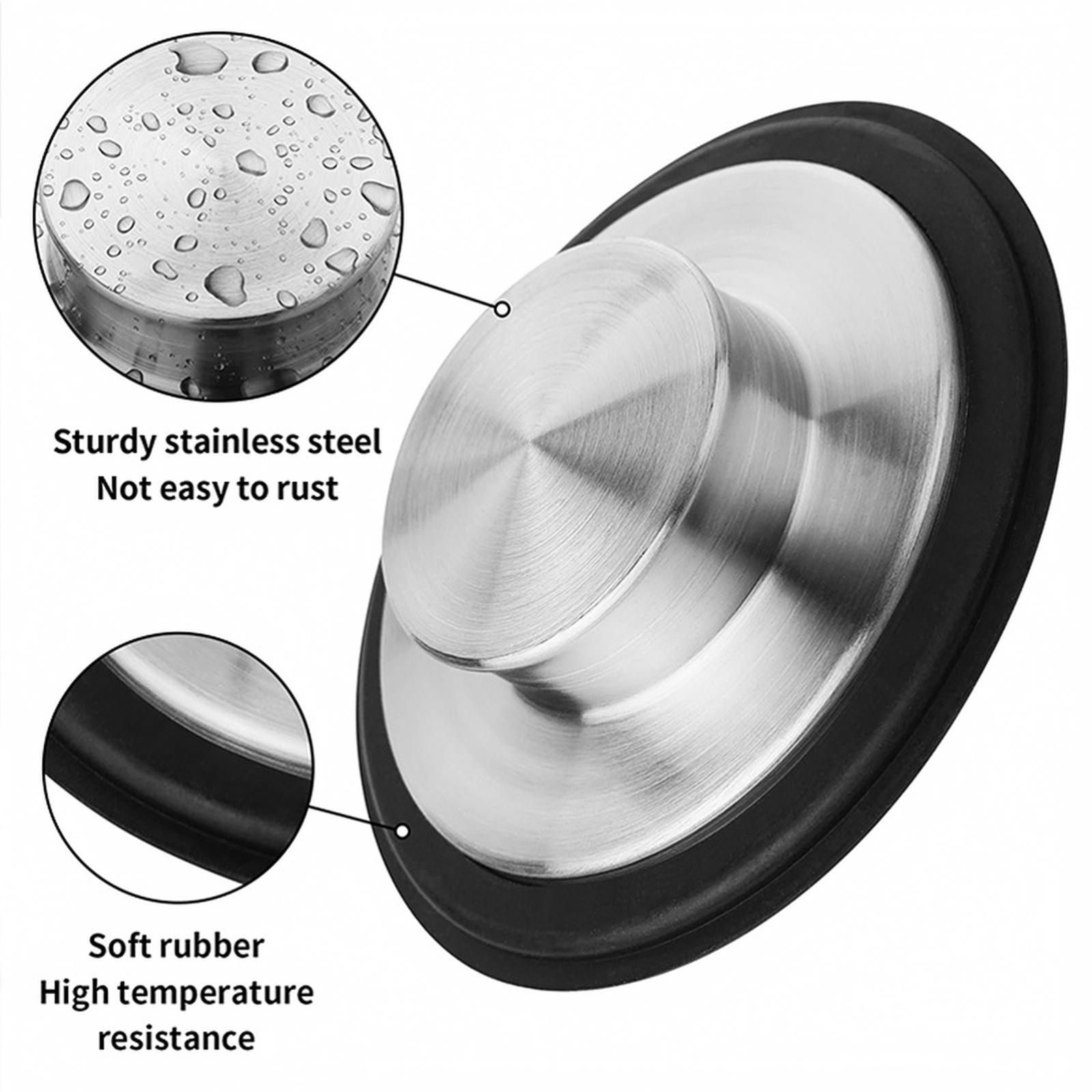 Kitchen Sink Drain Stopper Stainless Steel Drain Plug with Rubber Seal for Sink Strainer Replacement and Leak Prevention one size