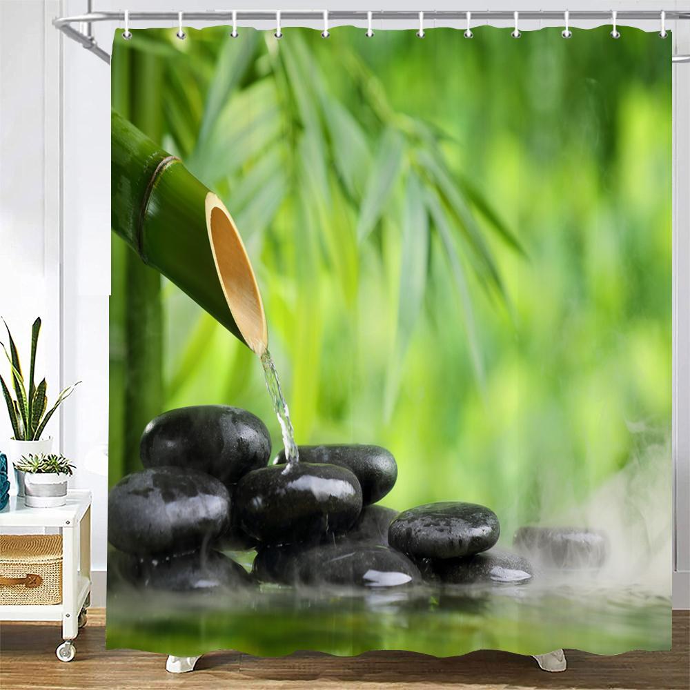 

Ткань для шторки для душа с принтом гальки, моющаяся шторка с крючками, декоративная занавеска для ванной комнаты, камни, 3D шторки для душа 240*180см W90xH180cm