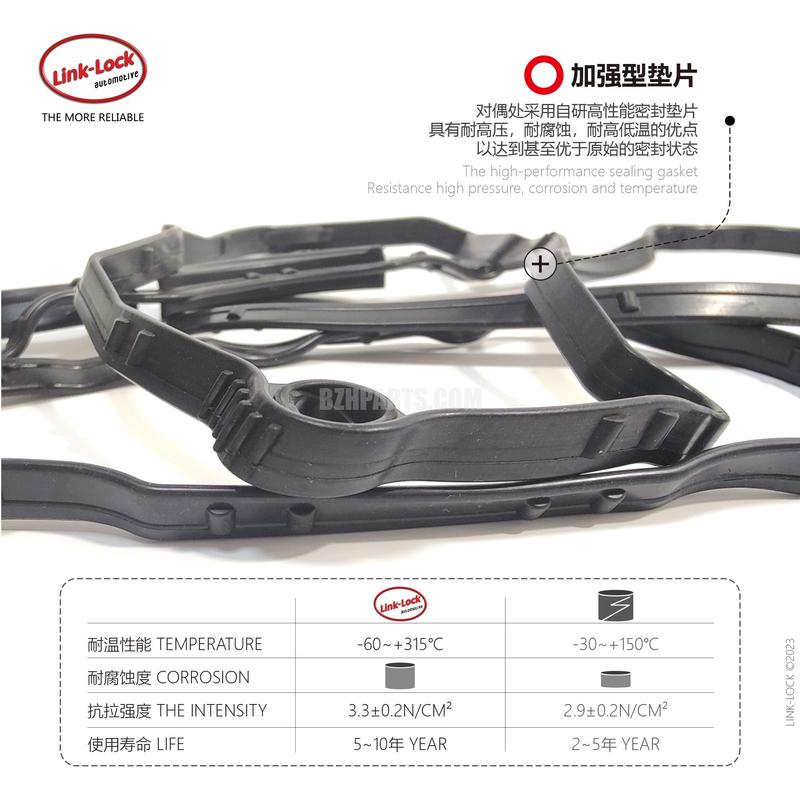 Link-Lock Valve Cover Gasket 11120035738 for BMW N46N Engine 1 Series 3 Series 118I120I318I320I520I X1X3Z4E82E87E90E92E93E60E84
