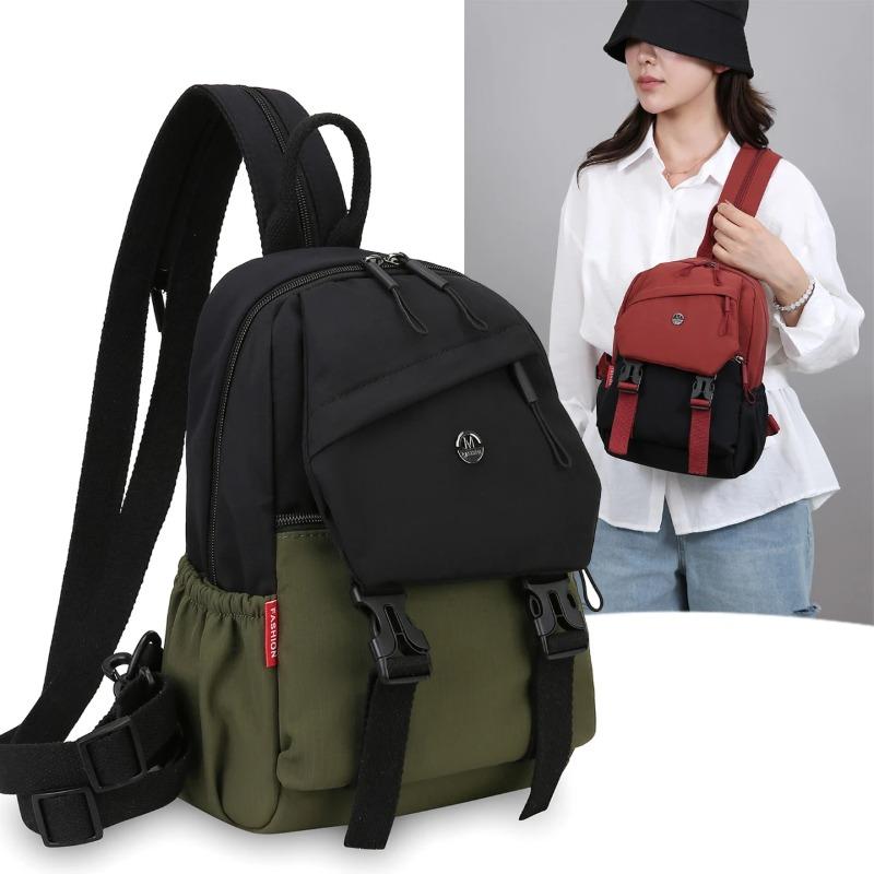 Women's Multifunctional Shoulder Chest Bag, Convertible Small Backpack & Crossbody Fanny Pack, Lightweight Nylon Purse