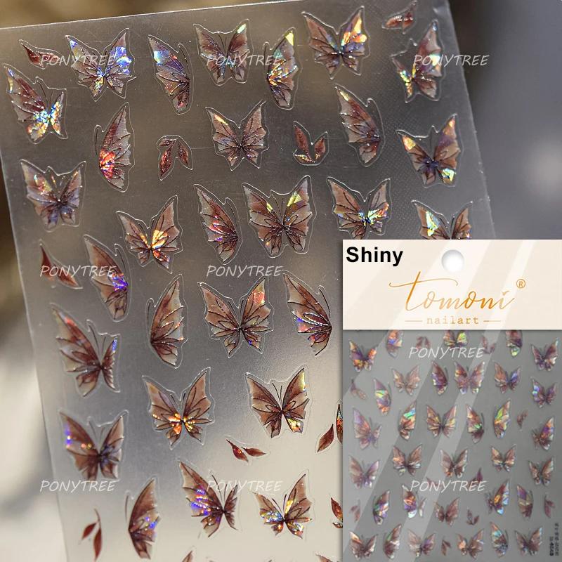 5D Butterfly Red Spider Lily Blooming Flowers Nail Art Stickers Chinese Characters Phoenix Swallow Self Adhesive Manicure Decals