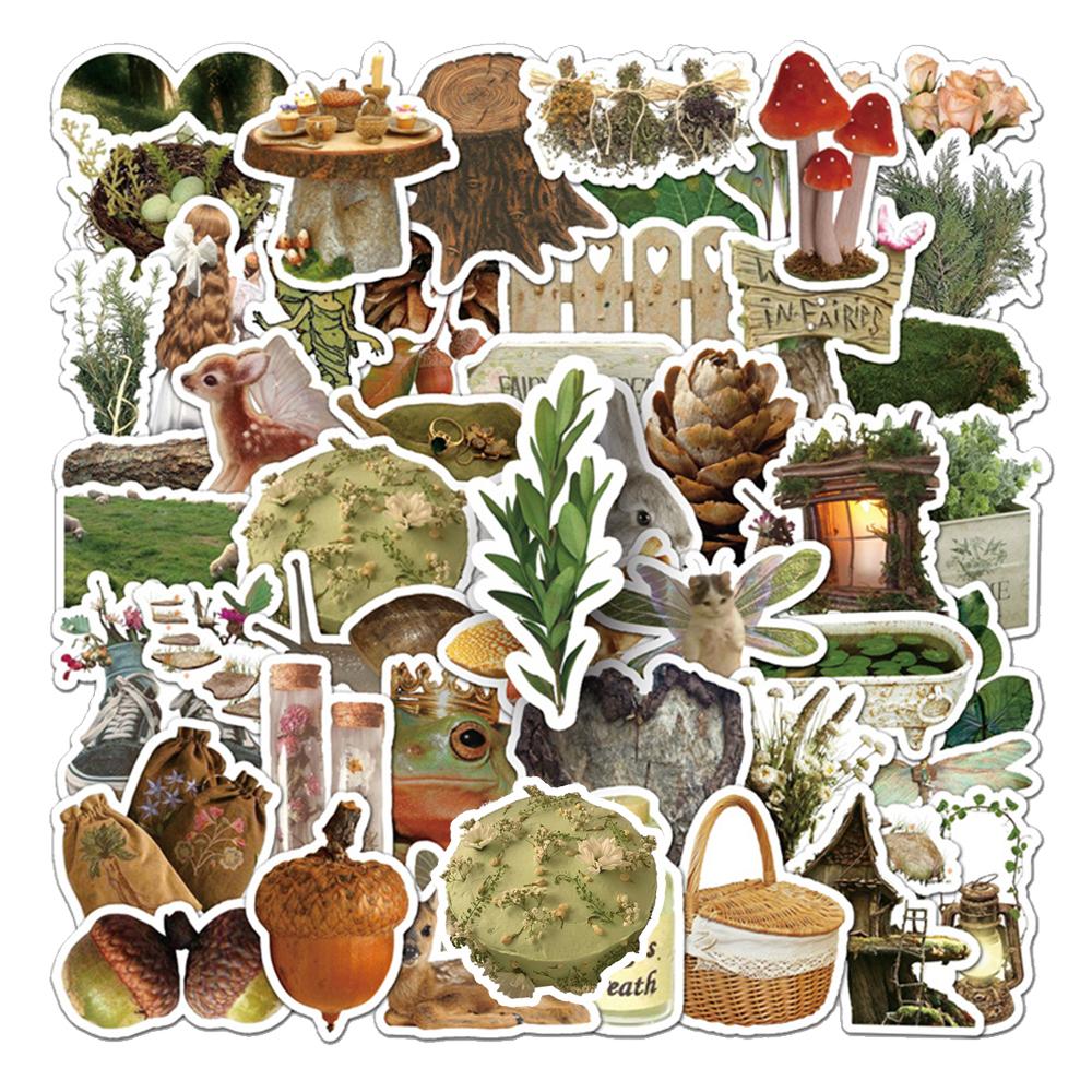 10/30/50pcs Fresh Natural Forest Plants Stickers Ins Style Graffiti Sticker Guitar Phone Water Bottle Cartoon Decals Decoration