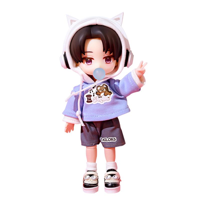 OB11 Clothes Bear Pattern Hooded Sweatshirt Hippop Shorts Set Decoration Molly, GSC Body, 1/12bjd Doll Clothes Toy Clothing