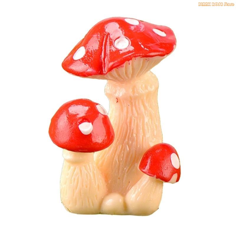 K1AE Miniature Resin Mushroom Figurine Decorative Mini Sculpture for Home Garden Yard Lawn Decoration Accessories