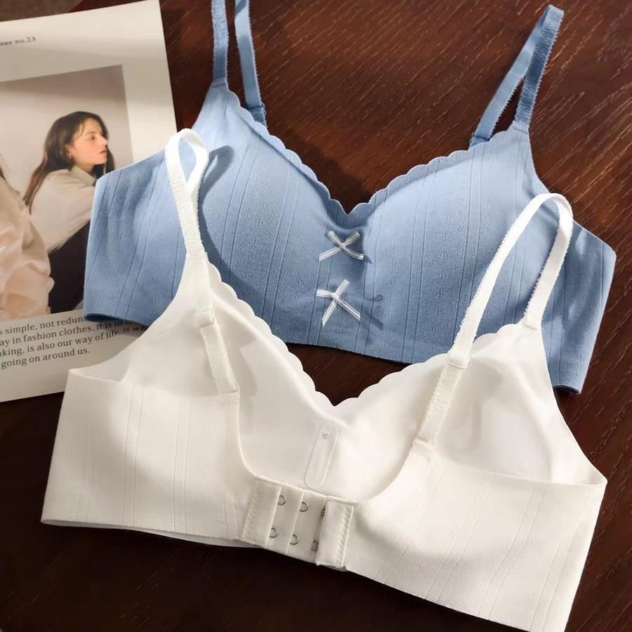 Women's Seamless Comfortable Bra Push-up Breathable Thin Bow Bra Wire-free Perfect for Small Breasts