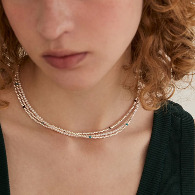 LUNNE Silver 925 Black Spinel Glow Necklace #LSN72