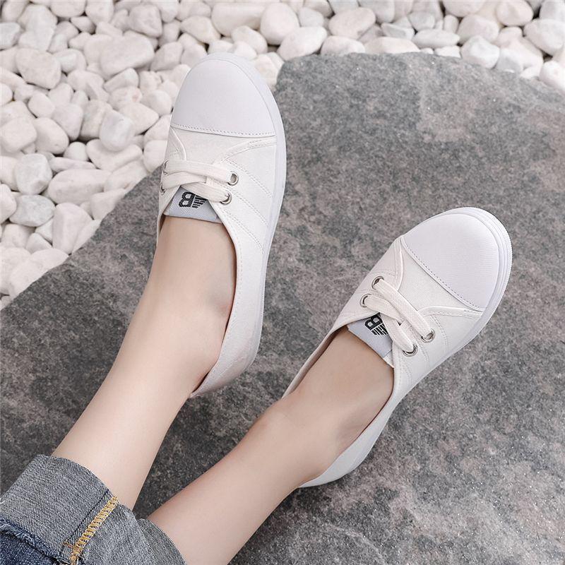 Women's White Breathable Canvas Shoes - Versatile Spring/Summer Footwear for Students, Nurses, and Moms (2025 Edition)