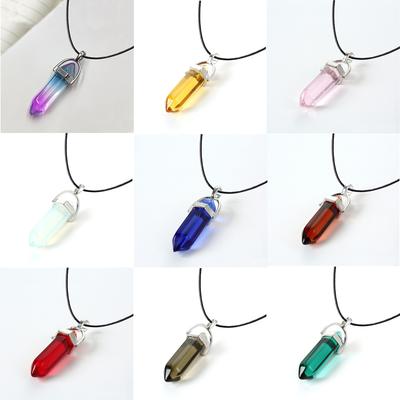 Zeshoekige Zuil Kwarts Kettingen Turkooizen Roze Kristal Hanger Ketting Voor Vrouwen Ketting Natuursteen Choker Sieraden