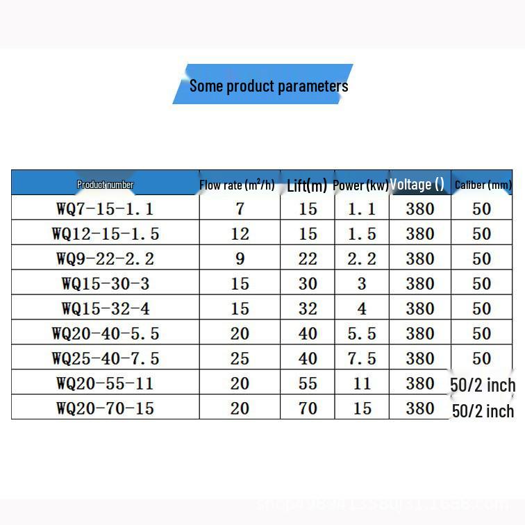 WQ High Flow Explosion-Proof Submersible Sludge Pump for Basements