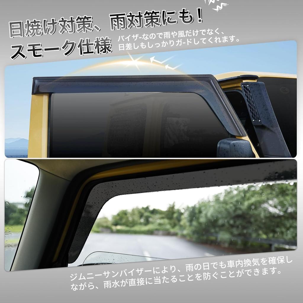 AMWMORV New Jimny JB64 Side and Door Set of Compatible with Jimny Sierra and JB74 Window Rain and Sun Exterior Parts Visors, 2, Series, Visors,