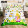 Easter Rabbit Tail Comforter Cover Pastel Pink Tulip Flowers Duvet Cover Twin Easter Eggs Kawaii Animal Bedding Set Easter Decor