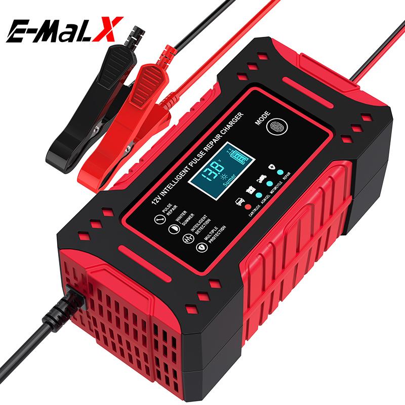 6A 12V Intelligent Car Battery Charger Car and Motorcycle Battery Charging Unit Lead-Acid Battery Repair LCD Display