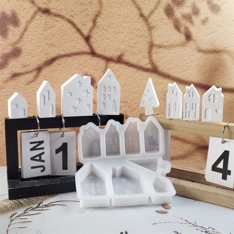 Christmas Tabletop Accent Crafting Moulds Silicone Mold Collection for House Themed Crafts and Home Display Ornament