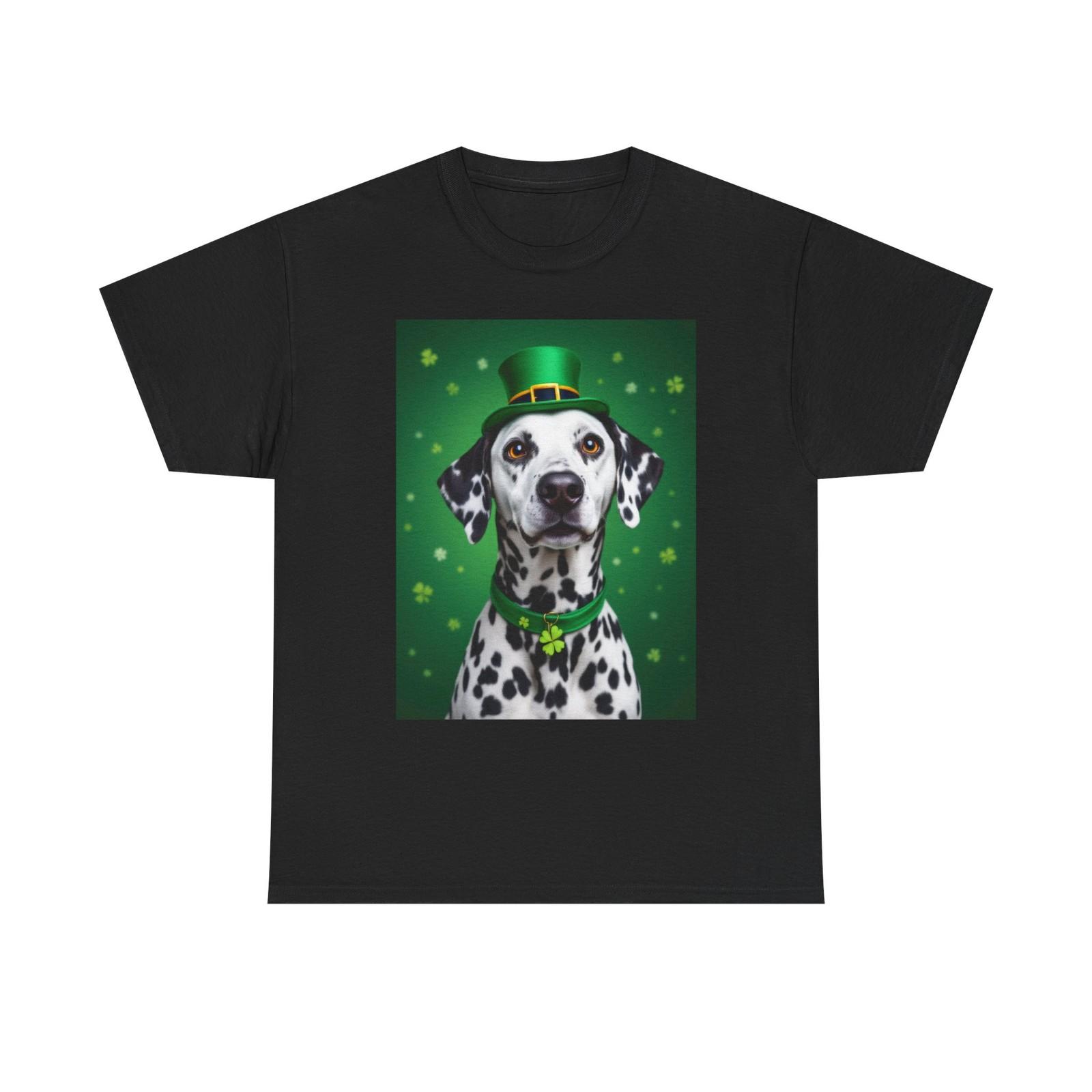 St Patricks Day Dalmatian T Shirt Lucky Dog Irish Tee Shamrock Pup Green Hat Tee 3XL