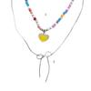Cute Heart Bead Necklace Heart Charming Choker Chain Jewelry Girls Teen Eye-catching Snake Bone Chain Bowknot Necklace