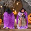 Halloween Retro Witch Scarecrow Decorations Realistic Witch with Broomstick Props Spooky Halloween Party Bar Haunted House Decor