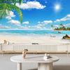 Niebieskie Niebo Plaża Mural Ścienny Mural z Drzewem Kokosowym Tapeta z Widokiem na Morze Salon Sypialnia Hotel Tapeta Plażowa 3d