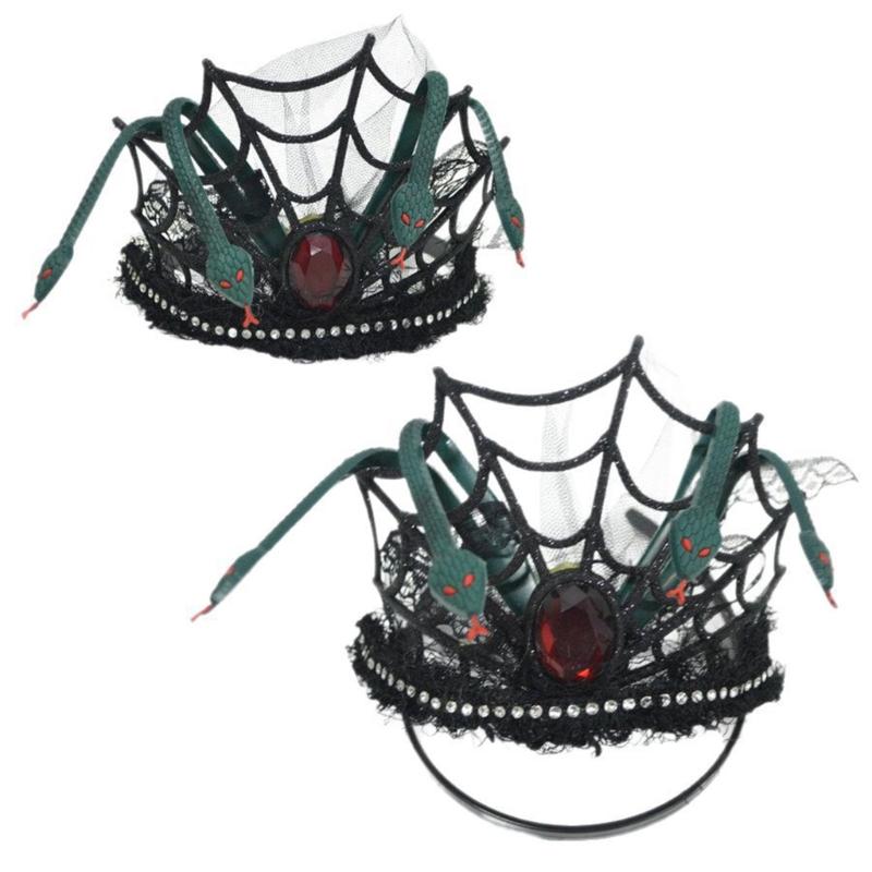 Halloween Cosplay Snake Crystal Headband Costume Accessory for Masquerades and Parties Black