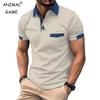 Summer Men's Short Sleeve T Shirts Solid Color Polo Shirt Breathable Loose Basic Shirts for Men Lightweight Tops with Pockets