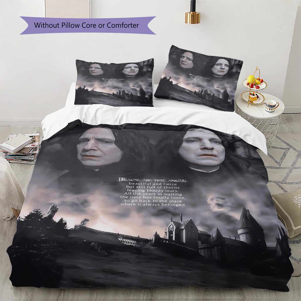 Severus Snape Pattern Bedding Quilt Set Quilt Cover Pillowcase Home Decoration Gift (1 * duvet cover + 2 * pillowcase, without core)
