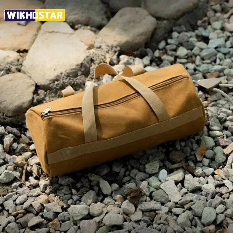 Camping Tools Storage Bag Large Capacity Cylinder Tent Stake Bag Lightweight Tent Peg Ground Nail Holder Bag for Outdoor Camping