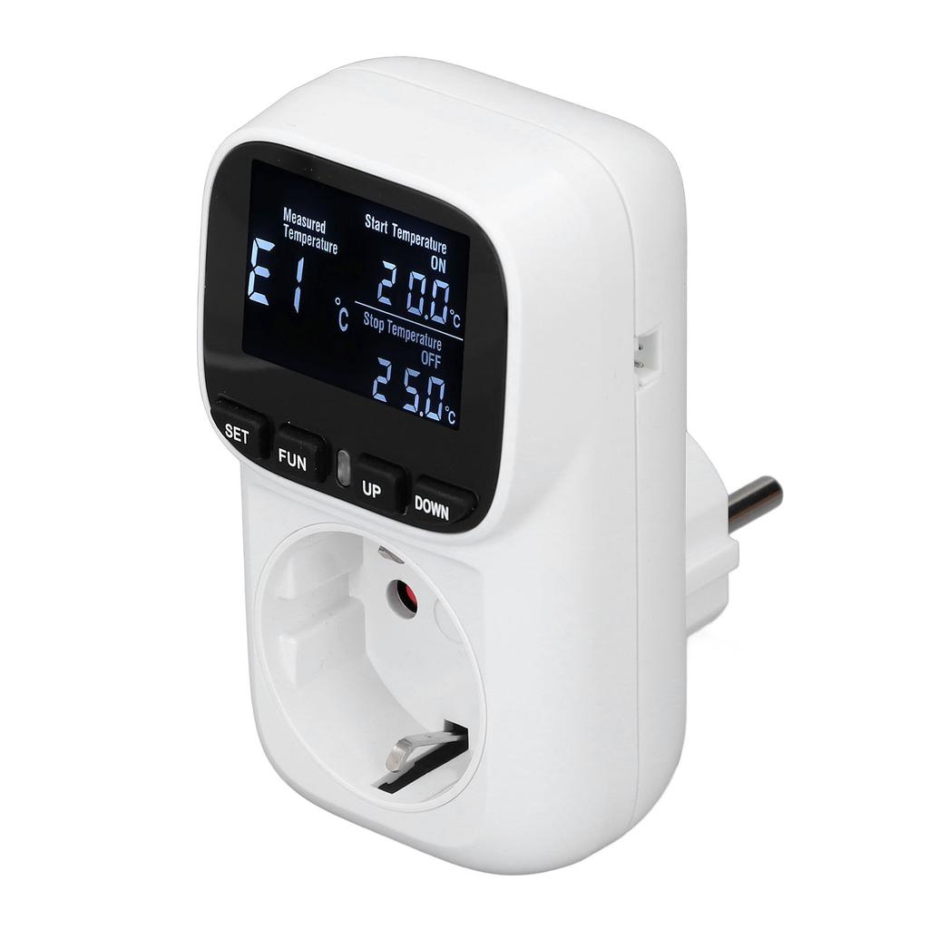 Digital Thermostat Outlet Backlit Display Plug in Temperature Controller Heating Cooling Control
