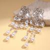 Imitation pearl glass fireworks water drop fringe silver needle earrings elegant fashion niche earrings