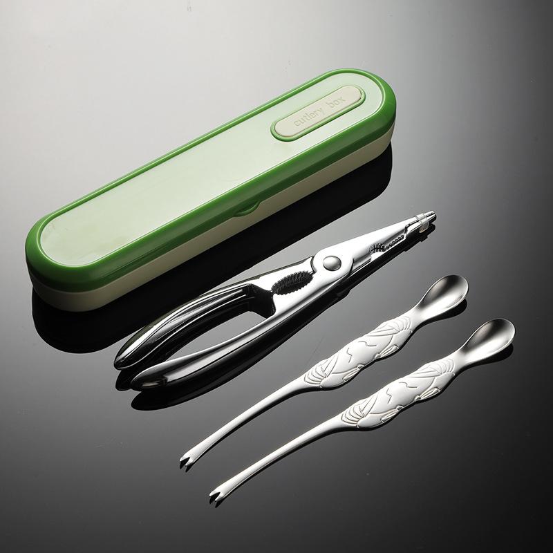 304 Edelstahl Krabben-Essset, tragbares Geschirr, Geschenkbox für Wollhandkrabben, Krabbenschere aus Zinklegierung, Krabbenpiekser