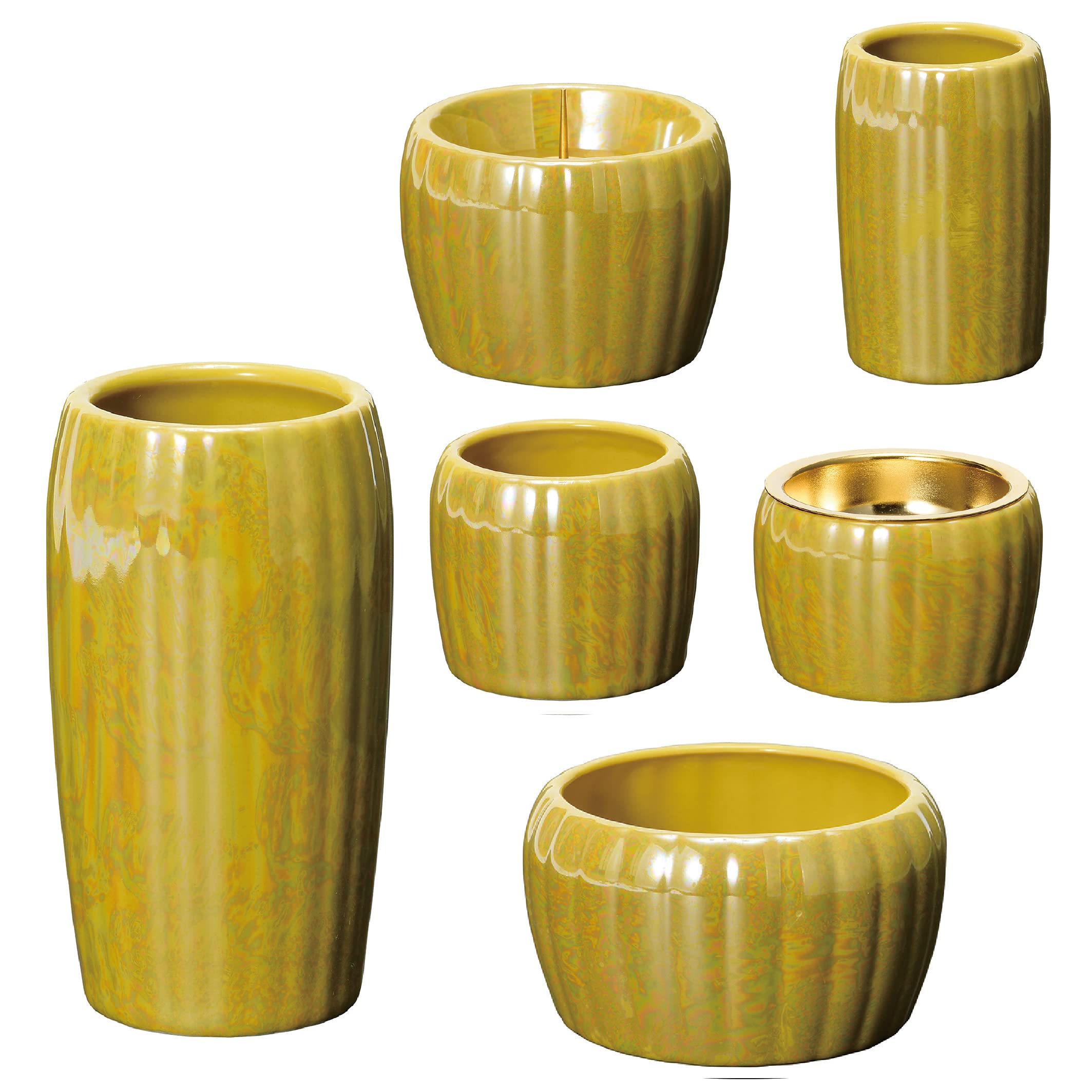 

Sunmany Japanese Modern Buddhist Altar Accessories Set, 6-Piece, Authentic Mino Ware, Made in Japan, Stylish and Inspired by Your Interior. Includes