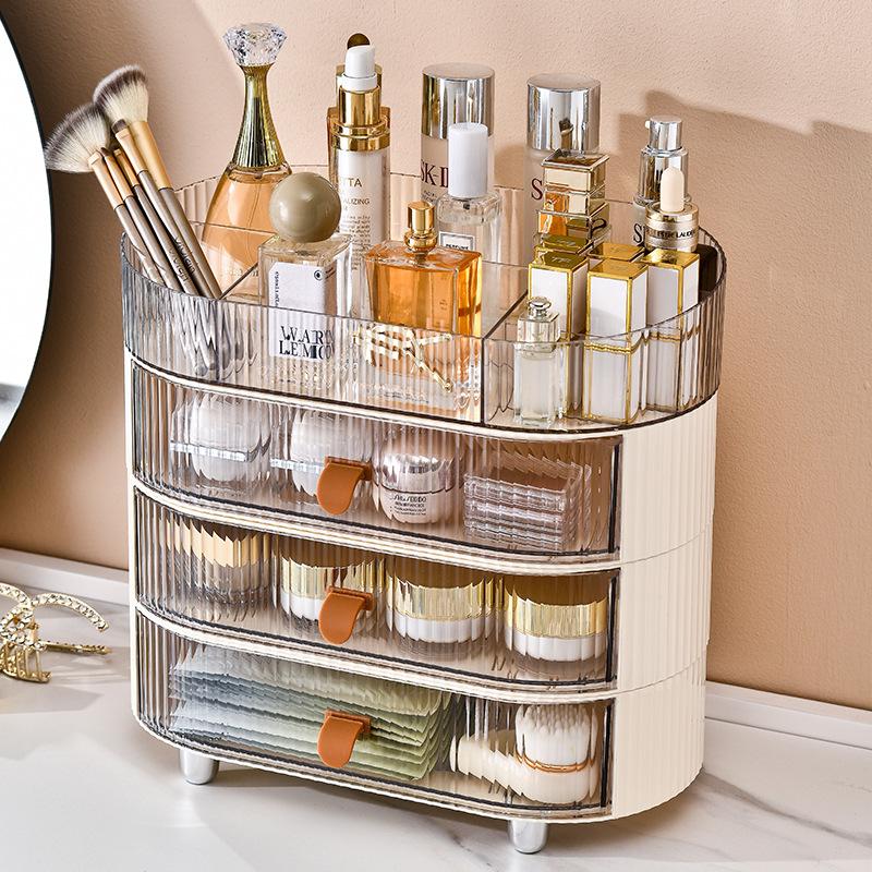 Luxury Multi-Functional Skincare Organizer: High-End Desktop Cosmetic Storage Box