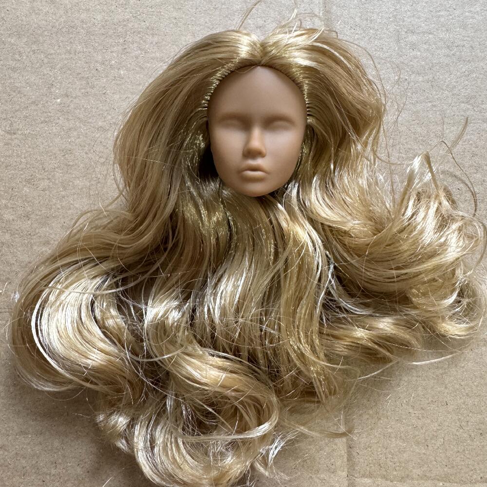 Vintage 1/6 Blank Face Doll Heads With Hair Fashion Doll Head Make Up Practice DIY Toy Parts Girls Birthday Gifts