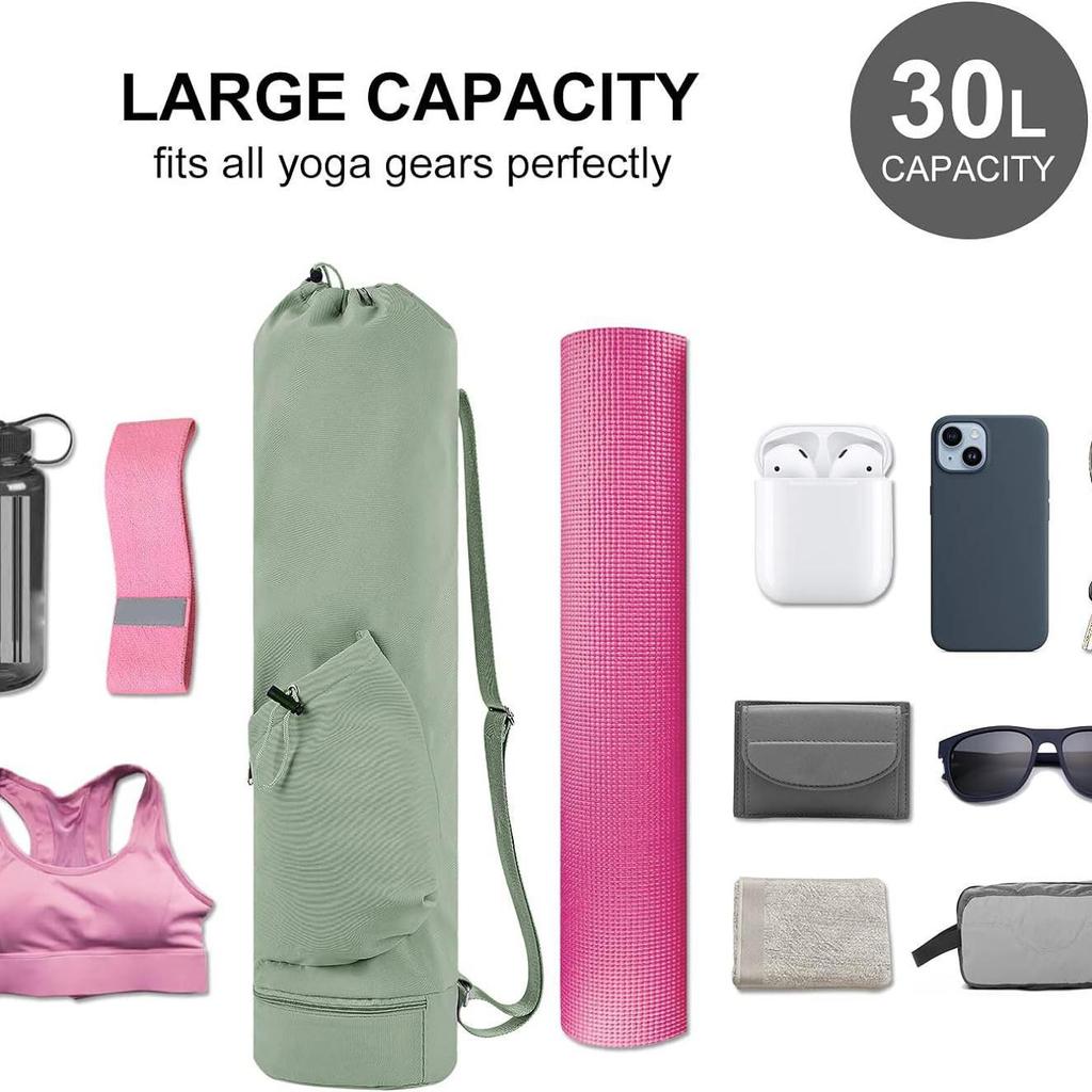Yoga Mat Bag with Water Bottle Pocket and Wet Storage Compartment
