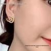 Vintage Doppel-C Antik-Bronze Ohrstecker – Damen Klassischer Used-Look