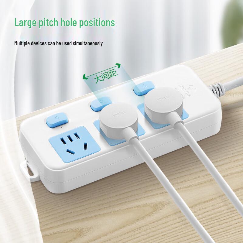 Gongniu 3-Outlet Power Strip with Individual Switches, 3m Cable