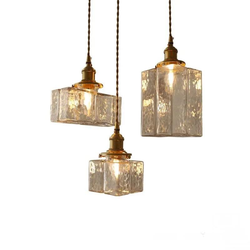Japanese Home Decoration Glass Pendant Lamp Vintage Brass Rustic Ceiling Hanging Lights For Bedroom Dining Table Chandeliers