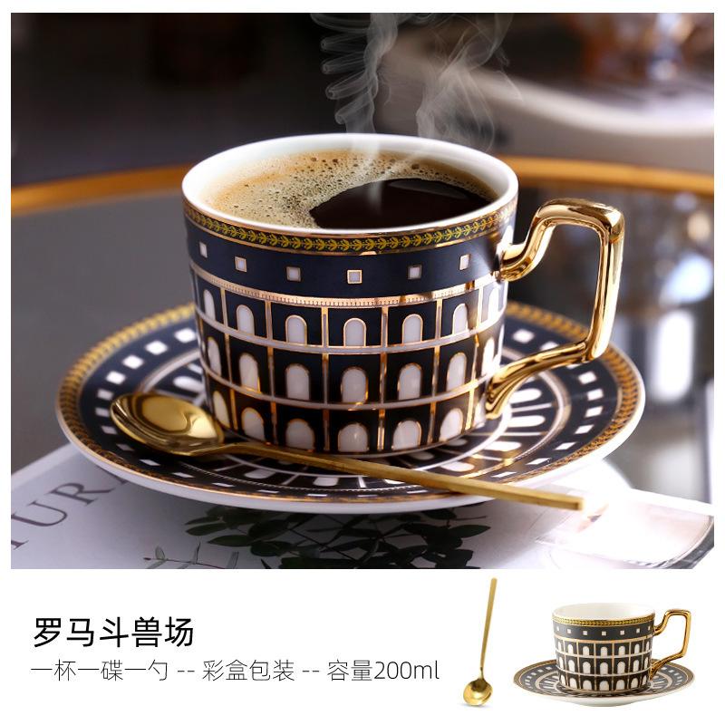 British Light Luxury Ceramic Coffee Cup European Small Luxury Coffee Cup Saucer Set Household High-End Cup Water Cup