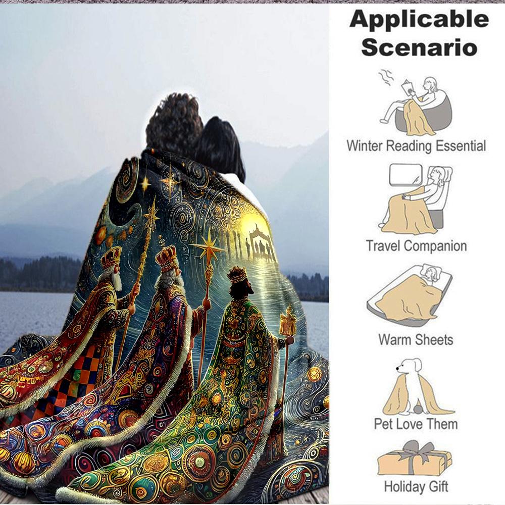 1pc Kingdom Celestial Print Blanket   Lightweight Flannel Throw Blanket For Sofa, Bed, Living Room, Office, Outdoor Travel, Camping