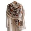 Oversized Korean Linen Shawl Dual-purpose Silk Scarf Travel Photo Sun Protection Beach Towel Extended Scarf Women's Versatile