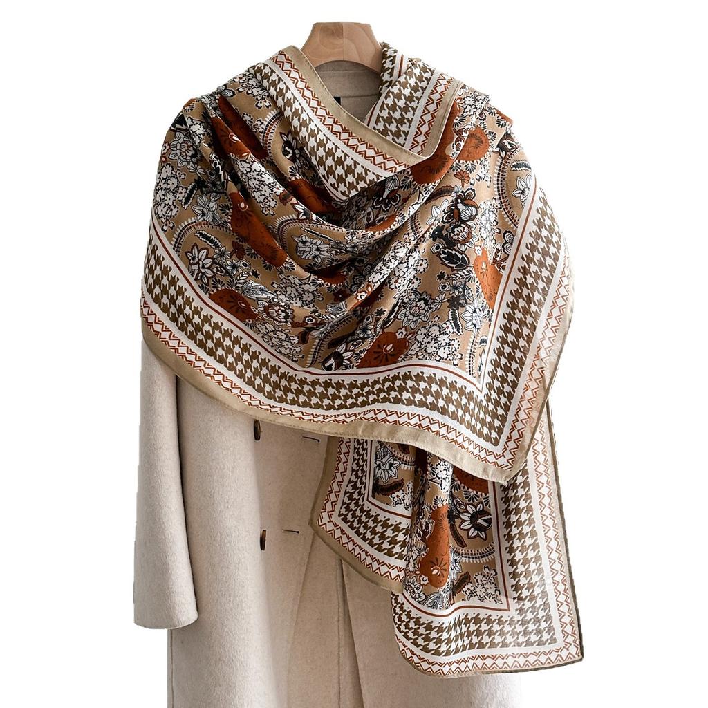 Oversized Korean Linen Shawl Dual-purpose Silk Scarf Travel Photo Sun Protection Beach Towel Extended Scarf Women's Versatile