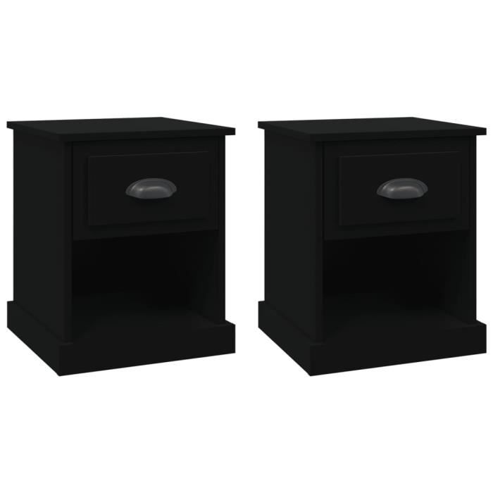 VidaXL Tables de chevet 2 pcs noir 39x39x47,5 cm bois d'ingénierie 816131