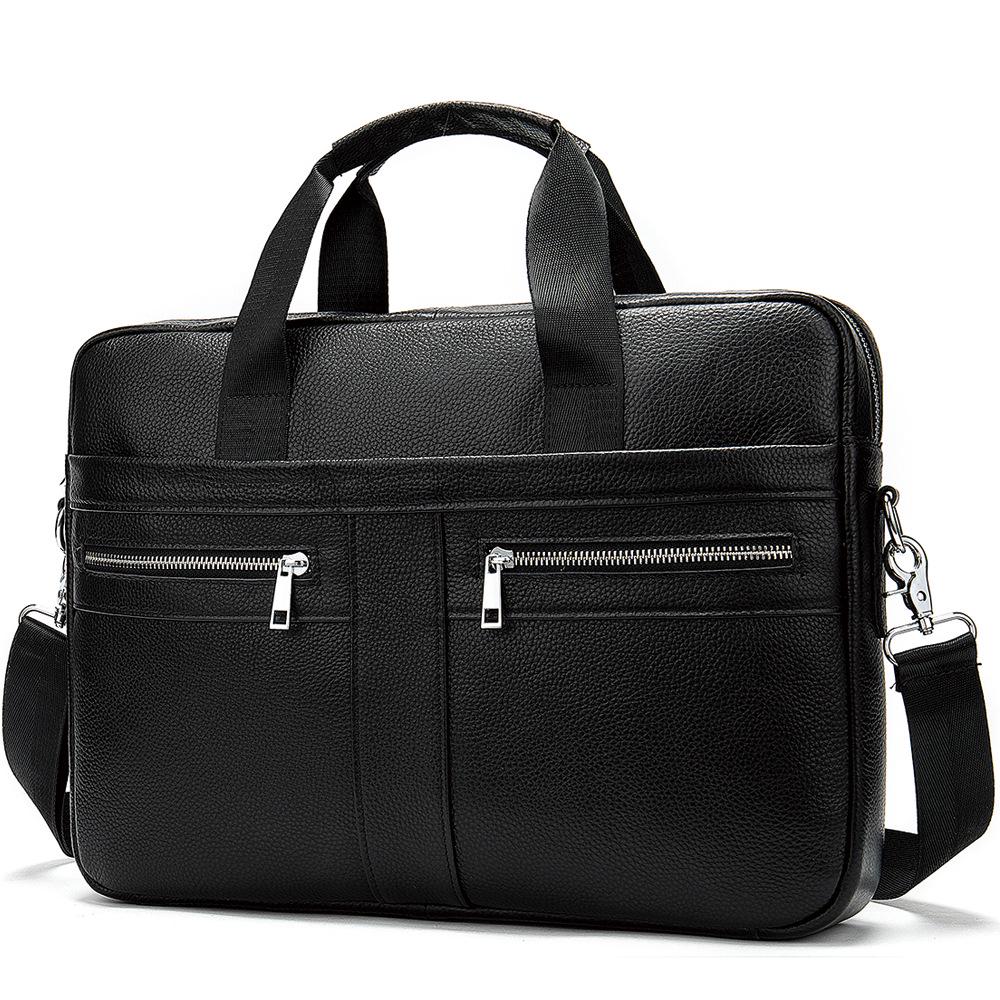 Men's Briefcase Leather Men's Bag Business Bag 14 Inch Computer Bag Men's Shoulder Business Bag