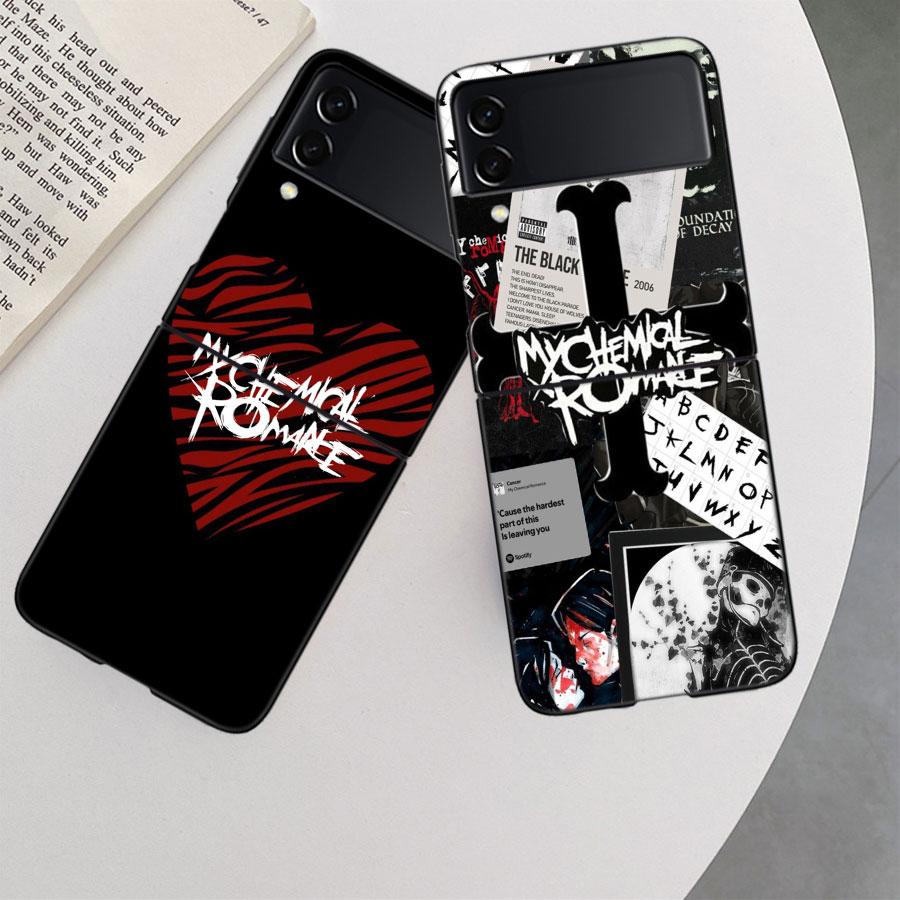 My Chemical Romance MCR Phone Case For Samsung Z Flip 7 6 5G Galaxy Z Flip 5 4 3 Black Hard Cell Cover Luxury PC Shell Coque
