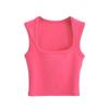 Crop top fără mâneci, sexy, slim-fit, cu gât pătrat, pentru femei