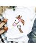 Wounisex Damen Cartoon Giraffe Lustiges Tier Mode Liebe Niedlich T T-Shirt Wounisex T-Shirt Schönes Shirt Hübsches Oberteil Grafik T-Shirt