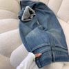 Warm High-Waisted Retro Wide-Leg Jeans for Women - Thick Velvet, Straight & Narrow Leg, Versatile Winter Pants