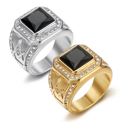 S925 Silver Ring New Inlaid with Colored Gemstones Masonic AG Retro Ring