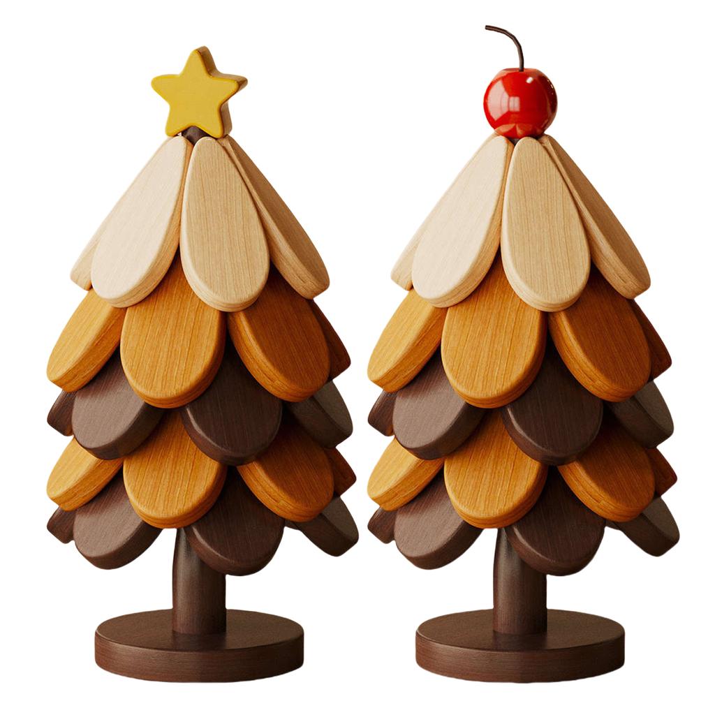 5 Stück Holzuntersetzer Faltbarer Baumform Untersetzer Set Weihnachtsbaum Untersetzer für Heiße Töpfe und Pfannen